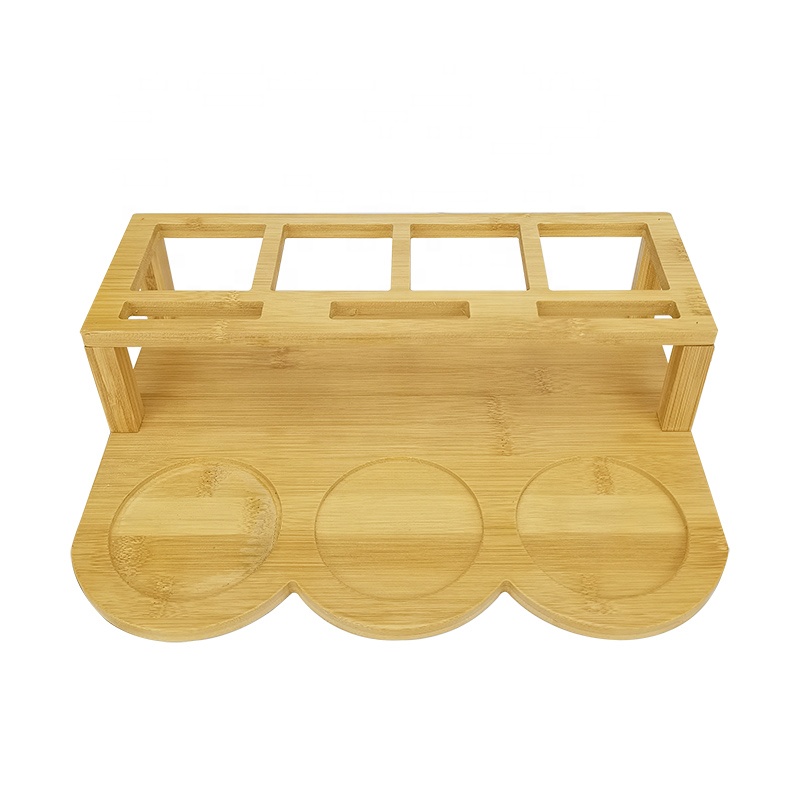 seasoning glass oil bottles and glass spice jars with wooden holder set