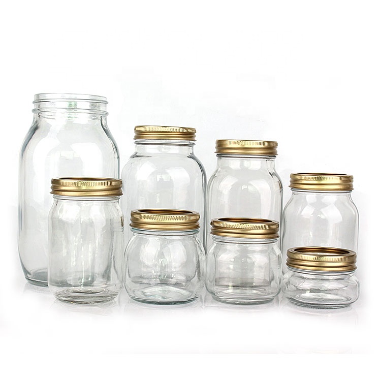 series of glass mason jar for fermenting canning with split type tin lid 150ml 250ml 300ml 380ml 500ml 750ml 1000ml 1500ml