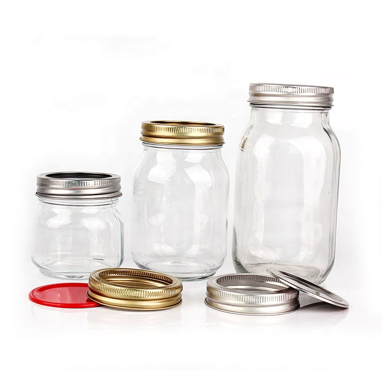 series of glass mason jar for fermenting canning with split type tin lid 150ml 250ml 300ml 380ml 500ml 750ml 1000ml 1500ml