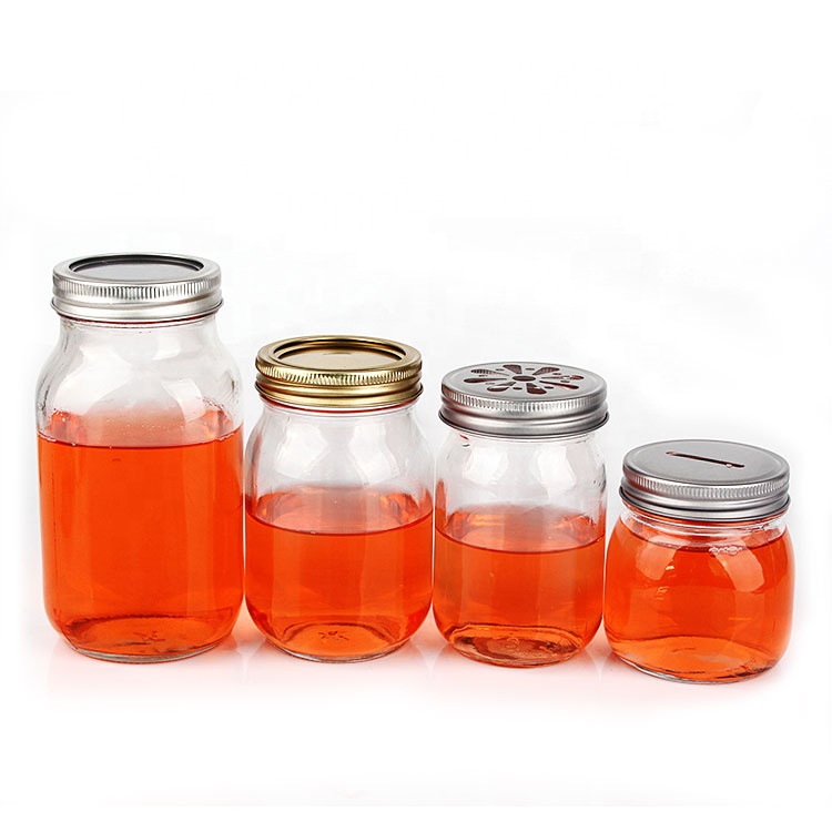 series of glass mason jar for fermenting canning with split type tin lid 150ml 250ml 300ml 380ml 500ml 750ml 1000ml 1500ml
