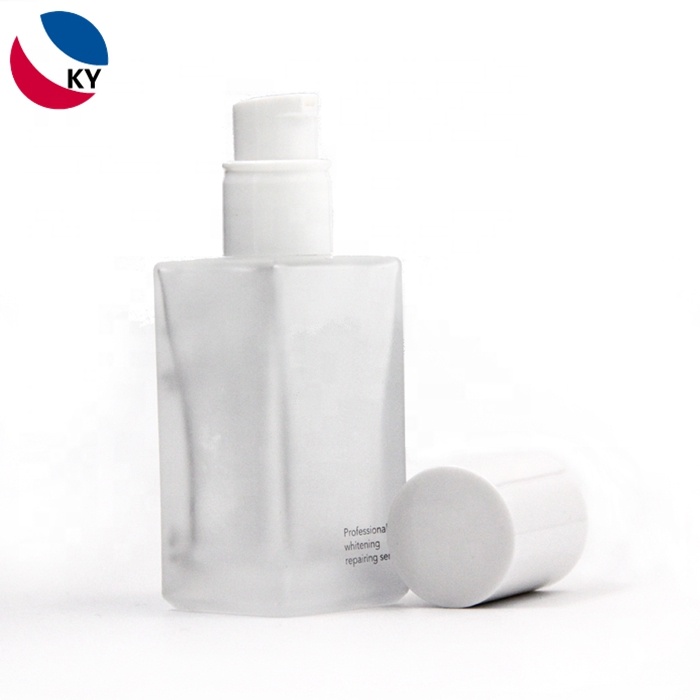 serum Foundation liquid 30ml frosted square Glass Bottle skincare cosmetic packing