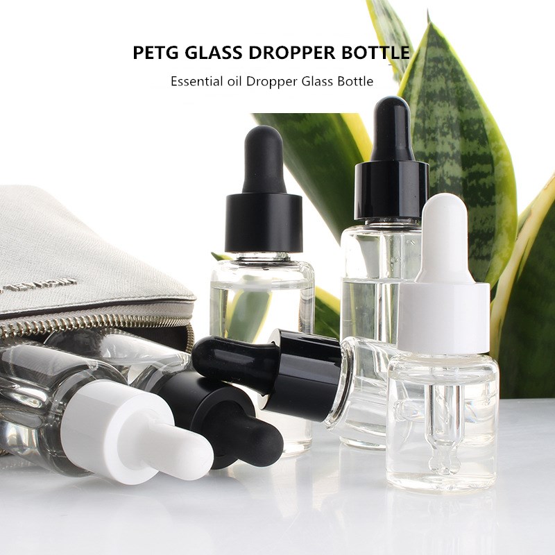 serum cosmetic 10ml 15ml 20ml 30ml round black matte glass dropper bottle essential oil bottles