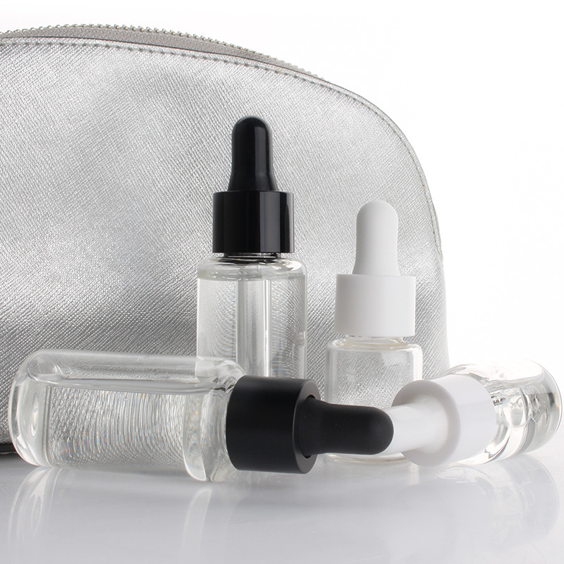 serum cosmetic 10ml 15ml 20ml 30ml round black matte glass dropper bottle essential oil bottles