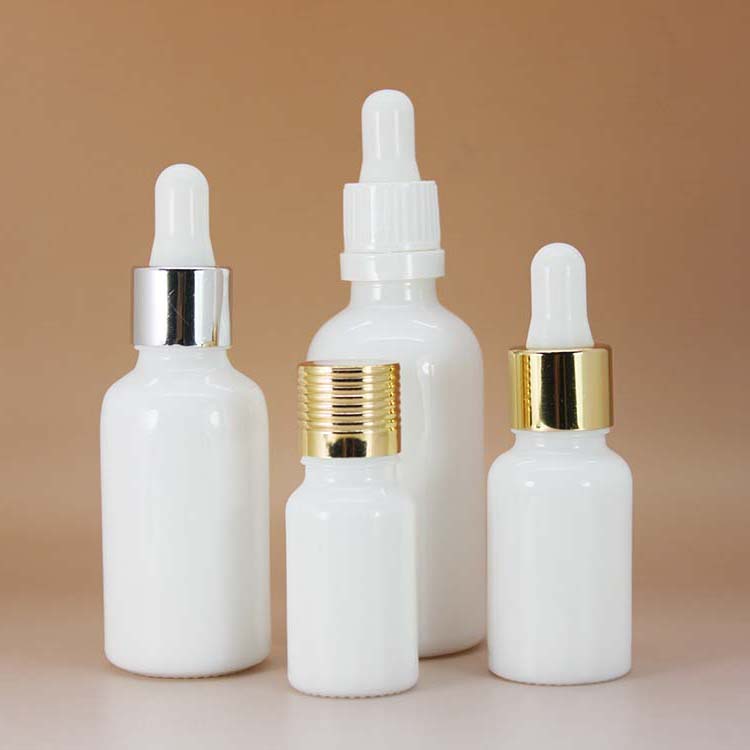 serum essential oil e liquid 30ml white round frosted glass dropper bottles with child proof cap tube packaging