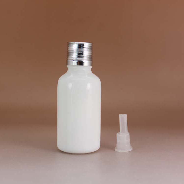 serum essential oil e liquid 30ml white round frosted glass dropper bottles with child proof cap tube packaging