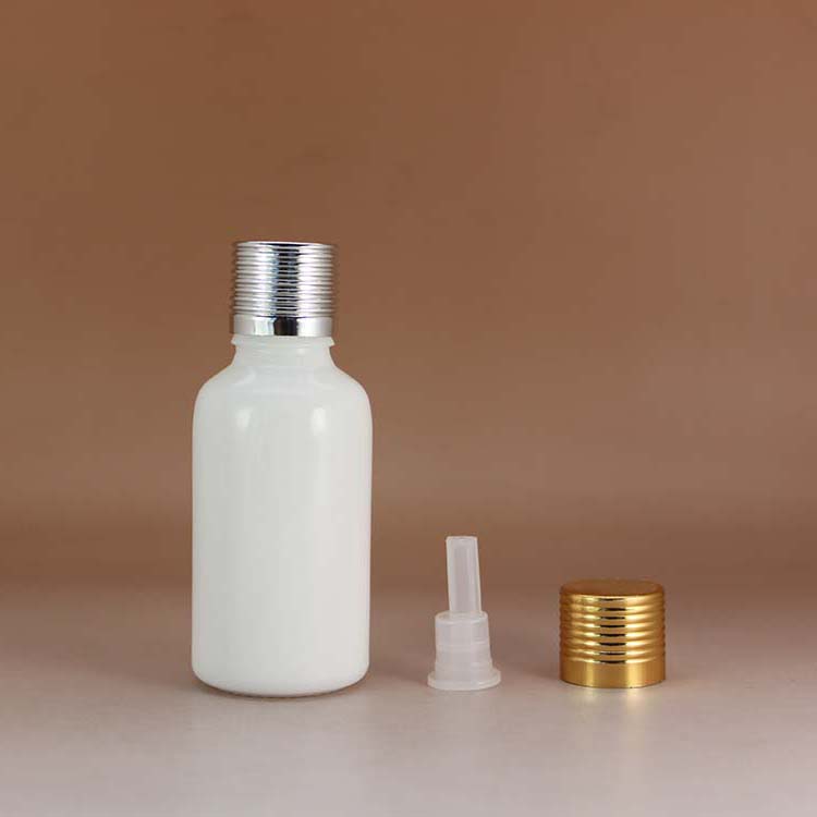 serum essential oil e liquid 30ml white round frosted glass dropper bottles with child proof cap tube packaging