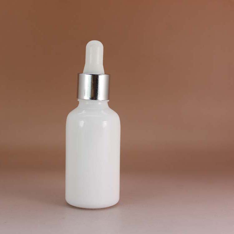serum essential oil e liquid 30ml white round frosted glass dropper bottles with child proof cap tube packaging