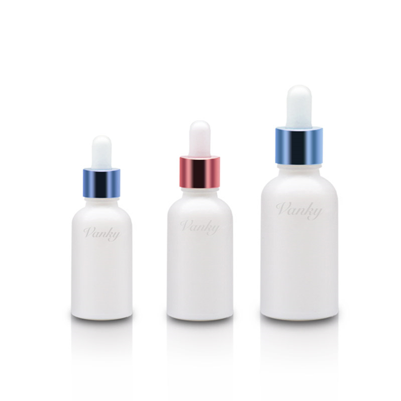 serum essential oil eliquid 15ml 30ml 50ml white round glass dropper bottles with child proof cap tube packaging