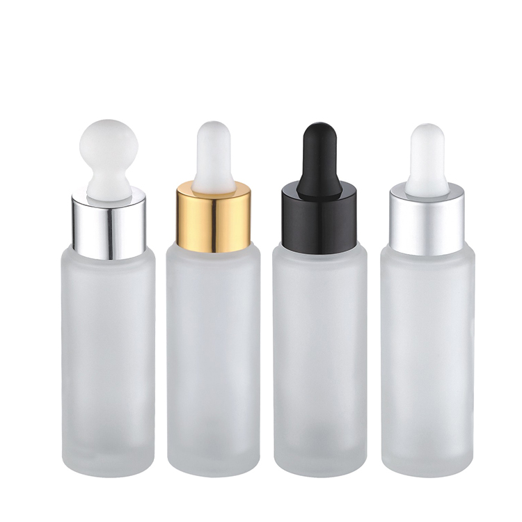 serum use skin care white frosted dropper glass bottle 20ml 30ml 50ml clear glass dropper bottles