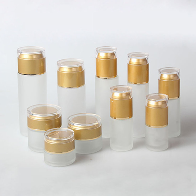 set cosmetic packaging luxury lotion bottle glass cream jars