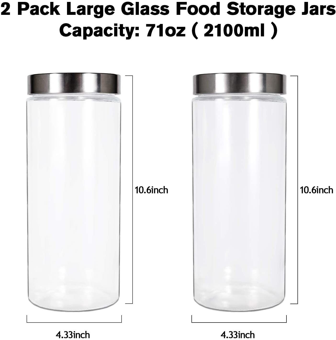 set of 2 Glass Kitchen Canister
