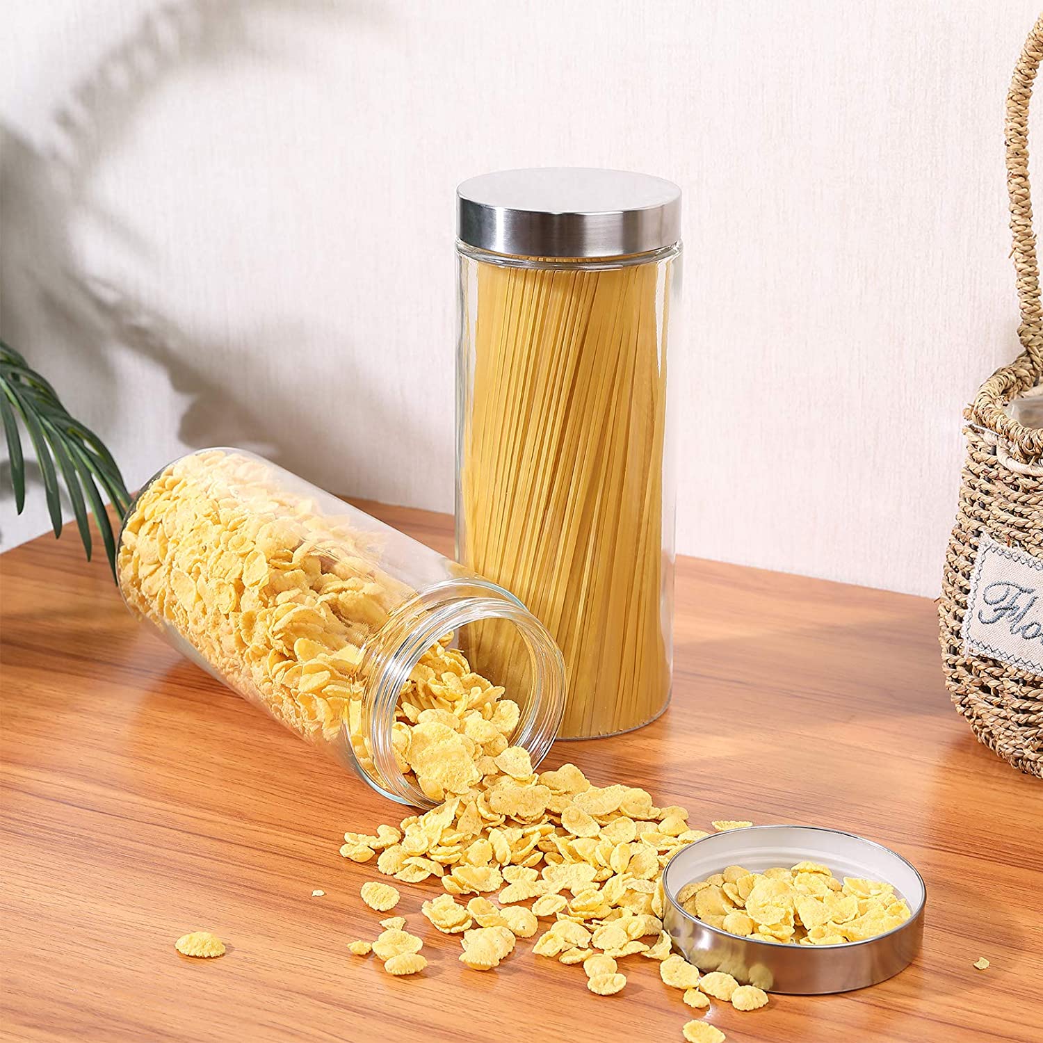 set of 2 Glass Kitchen Canister