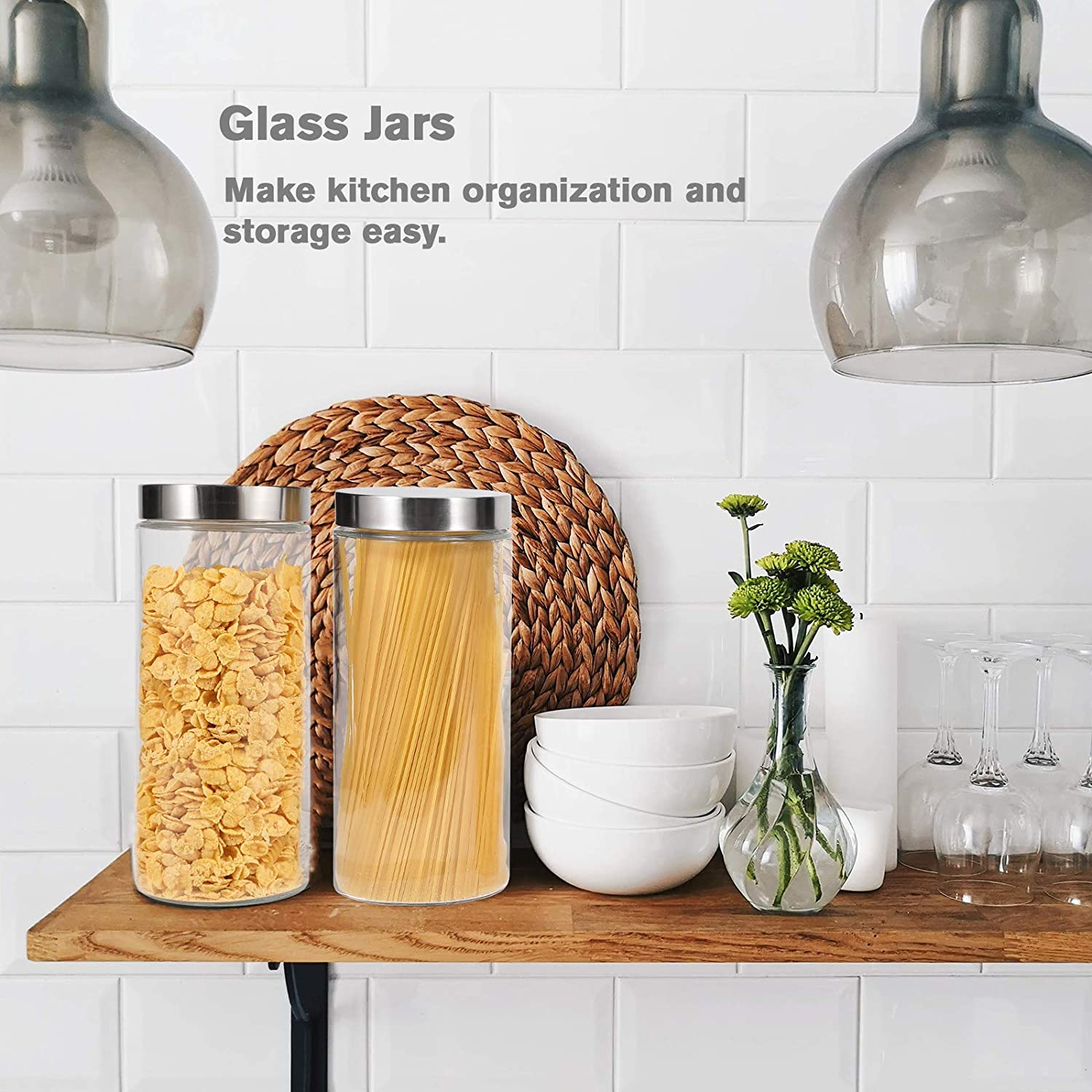 set of 2 Glass Kitchen Canister