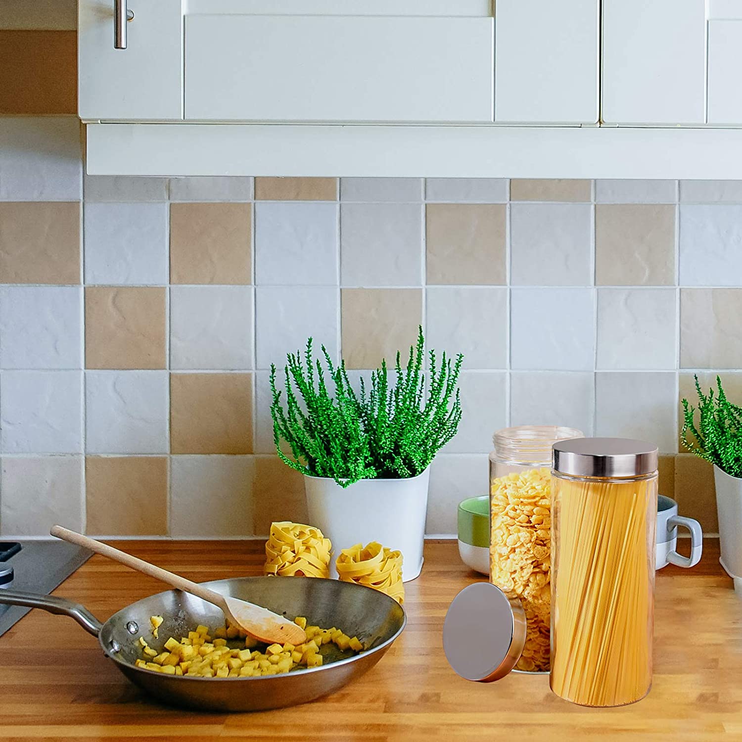 set of 2 Glass Kitchen Canister