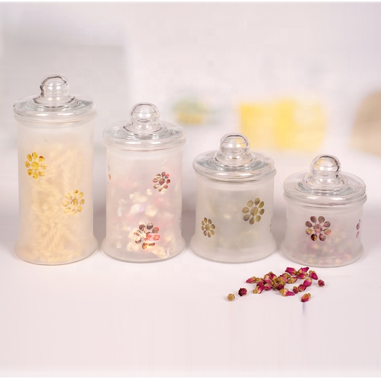set of 4 glass apothecary jar canister set with ball lid