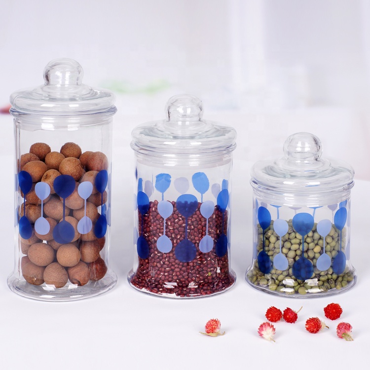 set of 4 glass apothecary jar canister set with ball lid