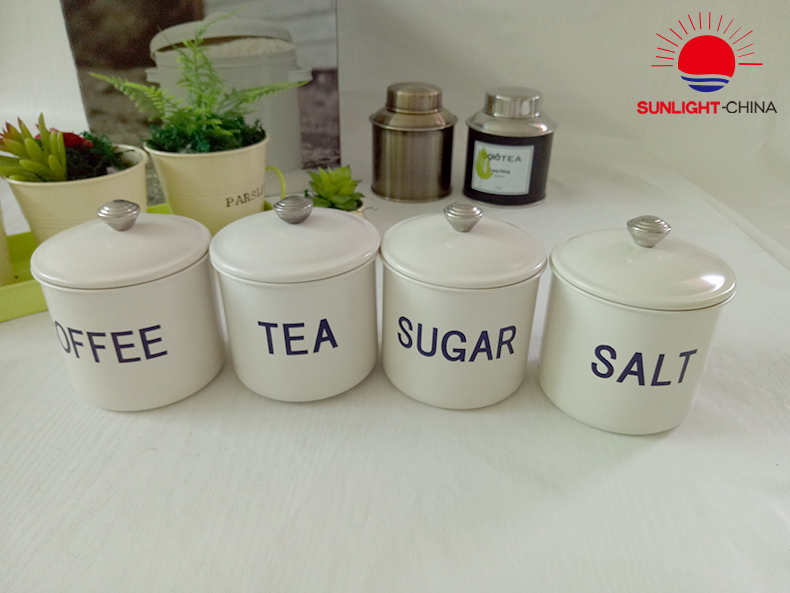 set of 4 kitchen storage canisters kitchen cup seasoning holder coffee, sugar, tea, salt canister