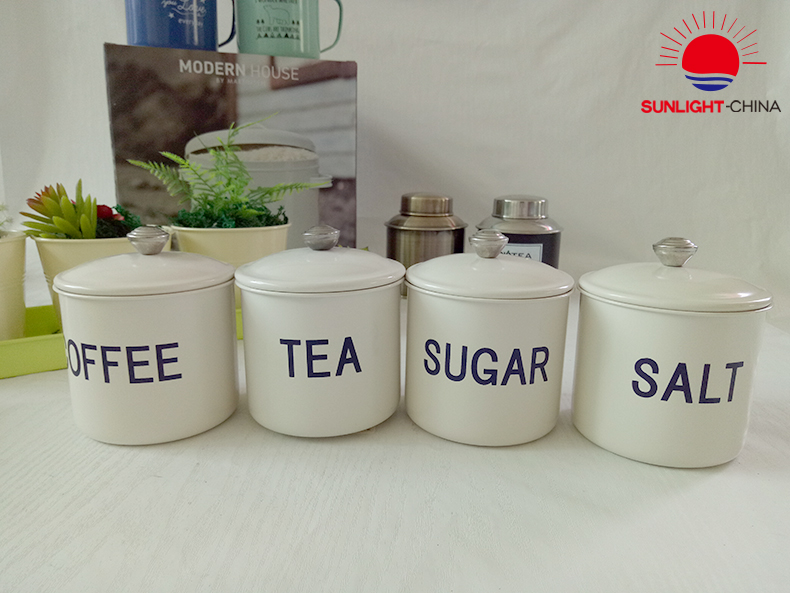 set of 4 kitchen storage canisters kitchen cup seasoning holder coffee, sugar, tea, salt canister