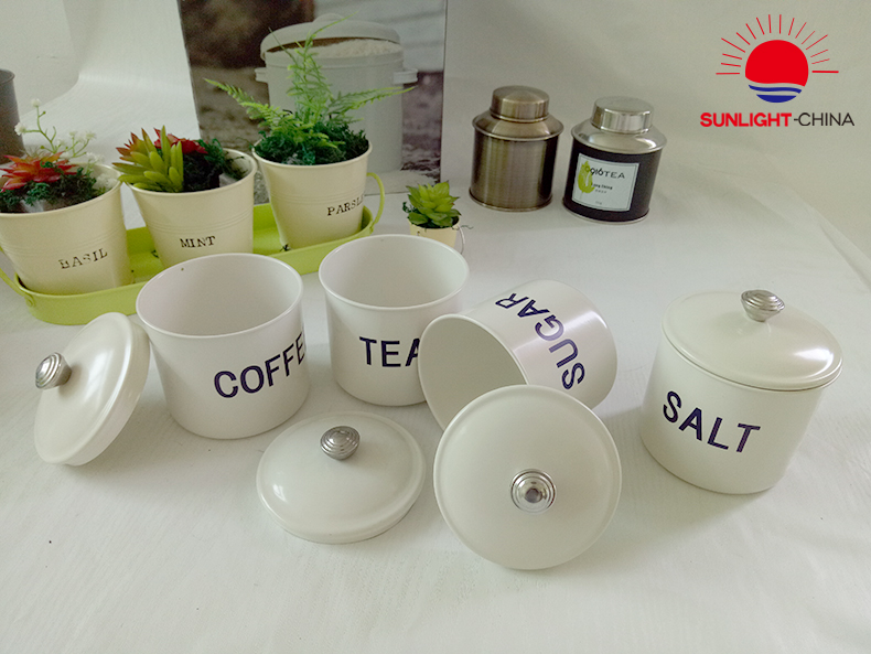 set of 4 kitchen storage canisters kitchen cup seasoning holder coffee, sugar, tea, salt canister