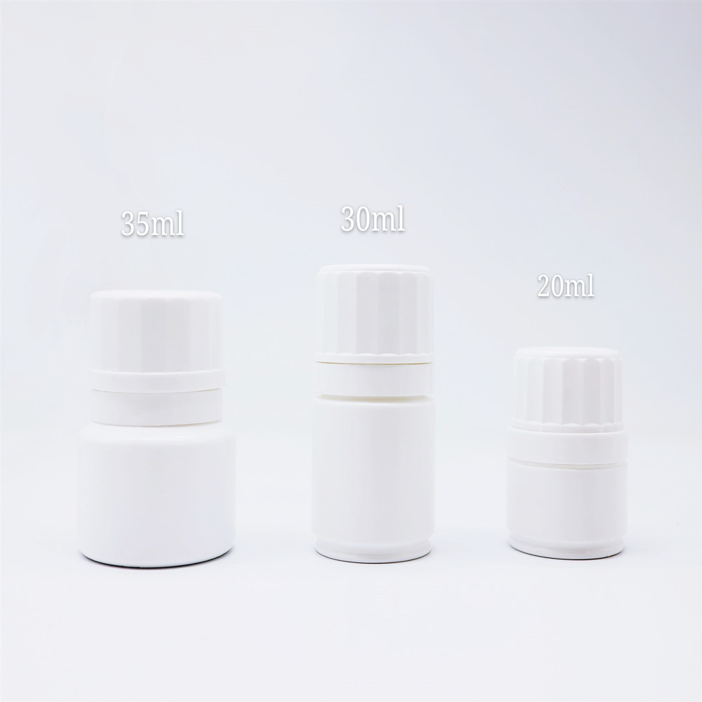 shandong pharma glass 20ml-35ml White HDPE Plastic Bottles with caps for Pill