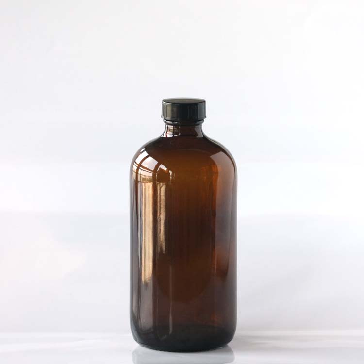 shandong pharma glass Kombucha 500ml amber boston round glass bottle with plastic cap Bakelite Cover