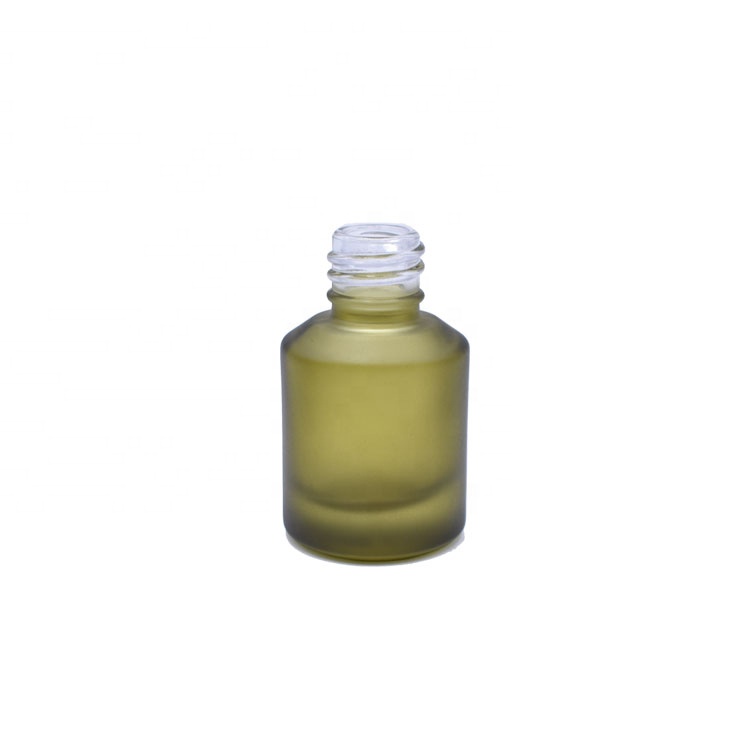 shanghai skin care green cosmetic sloping shoulder 0.5oz 15ml glass serum bottle with black plastic dropper