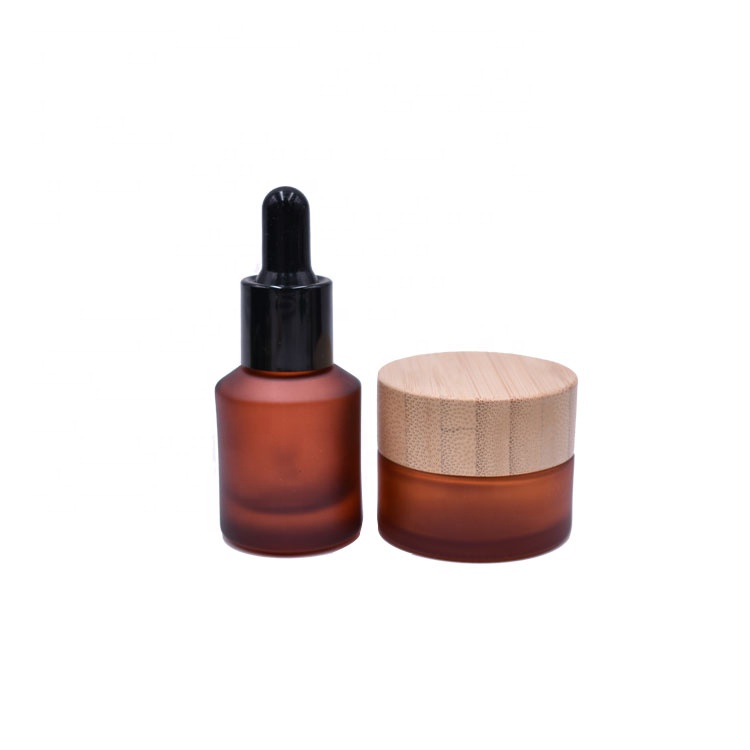 shanghai skin care package sloping shoulder frosted green amber black 0.5oz 15ml glass cosmetic bottle serum