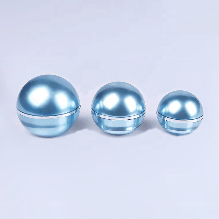 shiny blue plastic sphere shape large size cosmetic cream jar 50ml 100ml