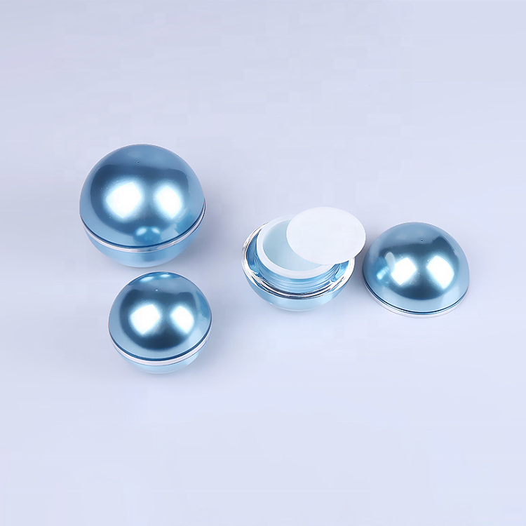 shiny blue plastic sphere shape large size cosmetic cream jar 50ml 100ml