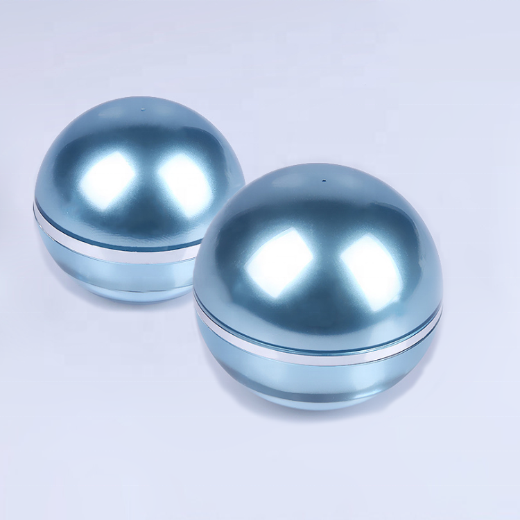 shiny blue plastic sphere shape large size cosmetic cream jar 50ml 100ml