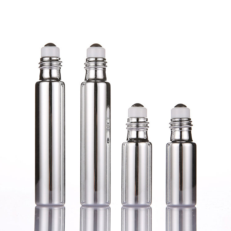 shiny luxury silver gold glass roll on bottles beauty perfume 5ml 10ml essential oil bottles