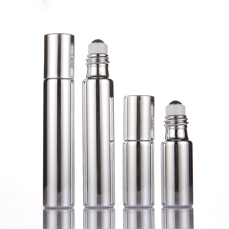 shiny luxury silver gold glass roll on bottles beauty perfume 5ml 10ml essential oil bottles