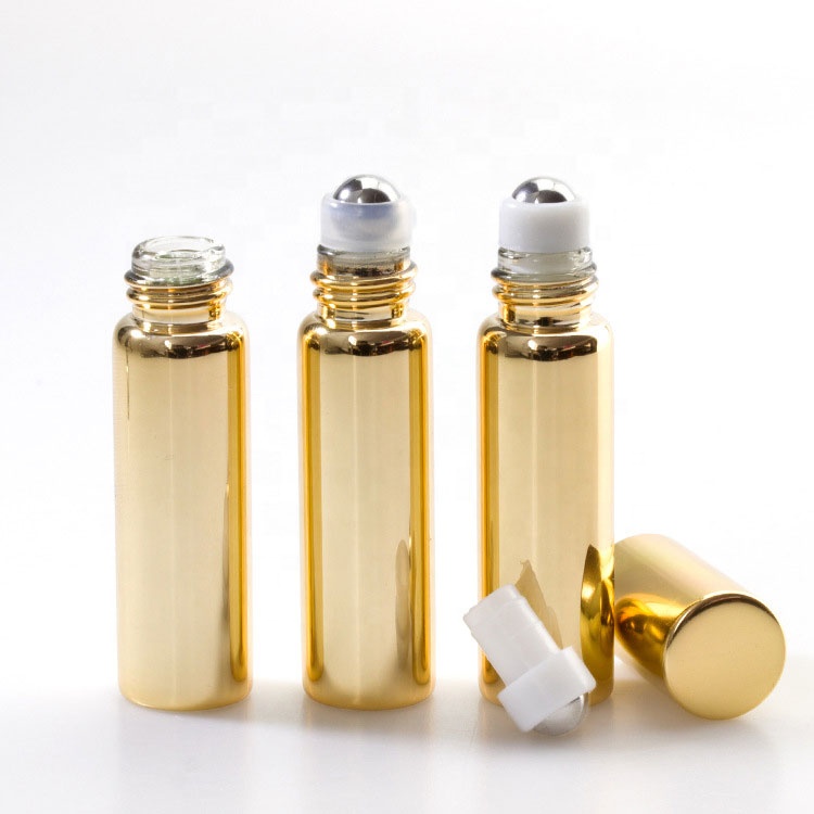 shiny luxury silver gold glass roll on bottles beauty perfume 5ml 10ml essential oil bottles