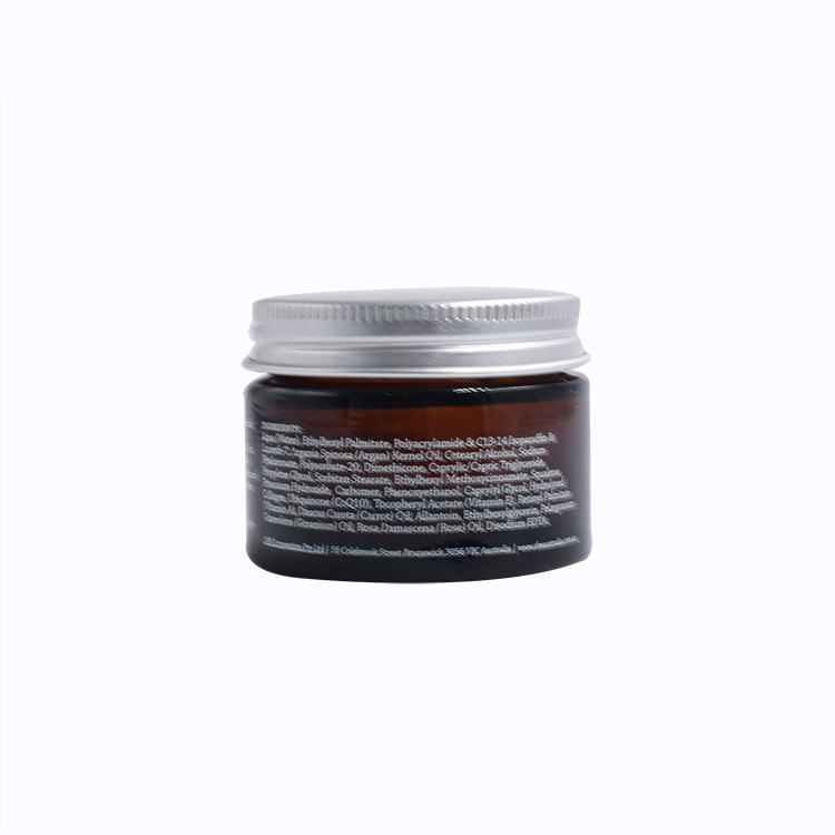 silk printing amber cosmetic glass jar 10g 15g 20g 30g 50g 100g packing products straight side jar with silver metal screw lid