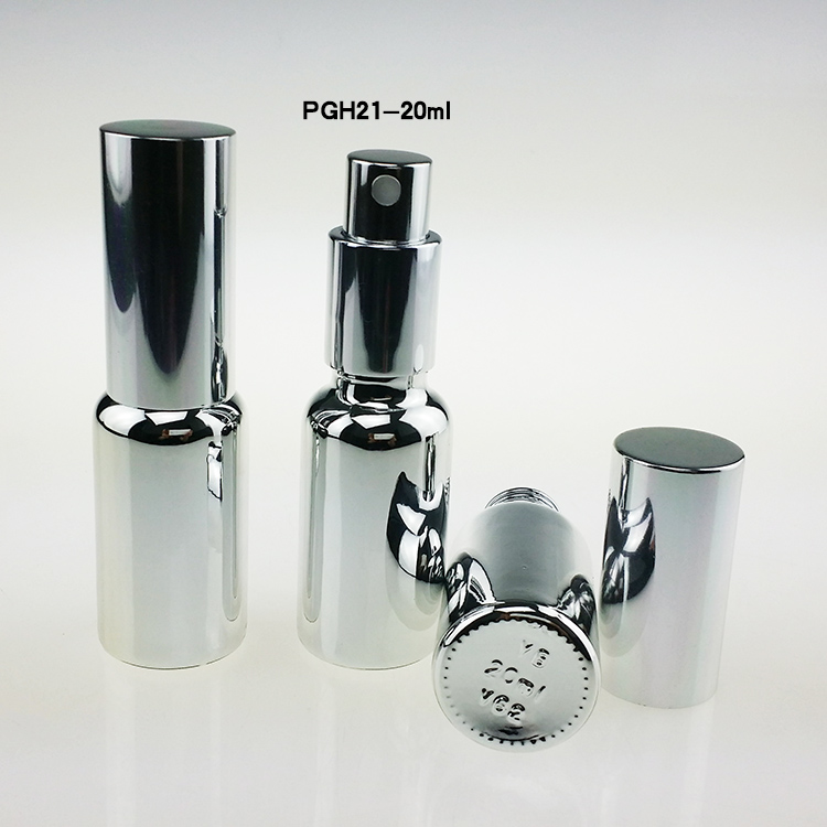 silver High-grade 20 ml glass spray bottles for perfume, 20ml luxury mercury glass mist spray perfume bottle for sale
