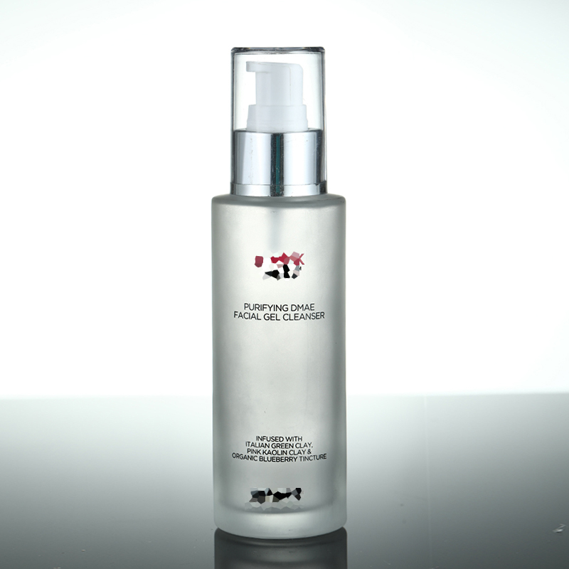 silver aluminum pump skin care lotion cylinder flat 120ml 4 oz frosted glass bottle