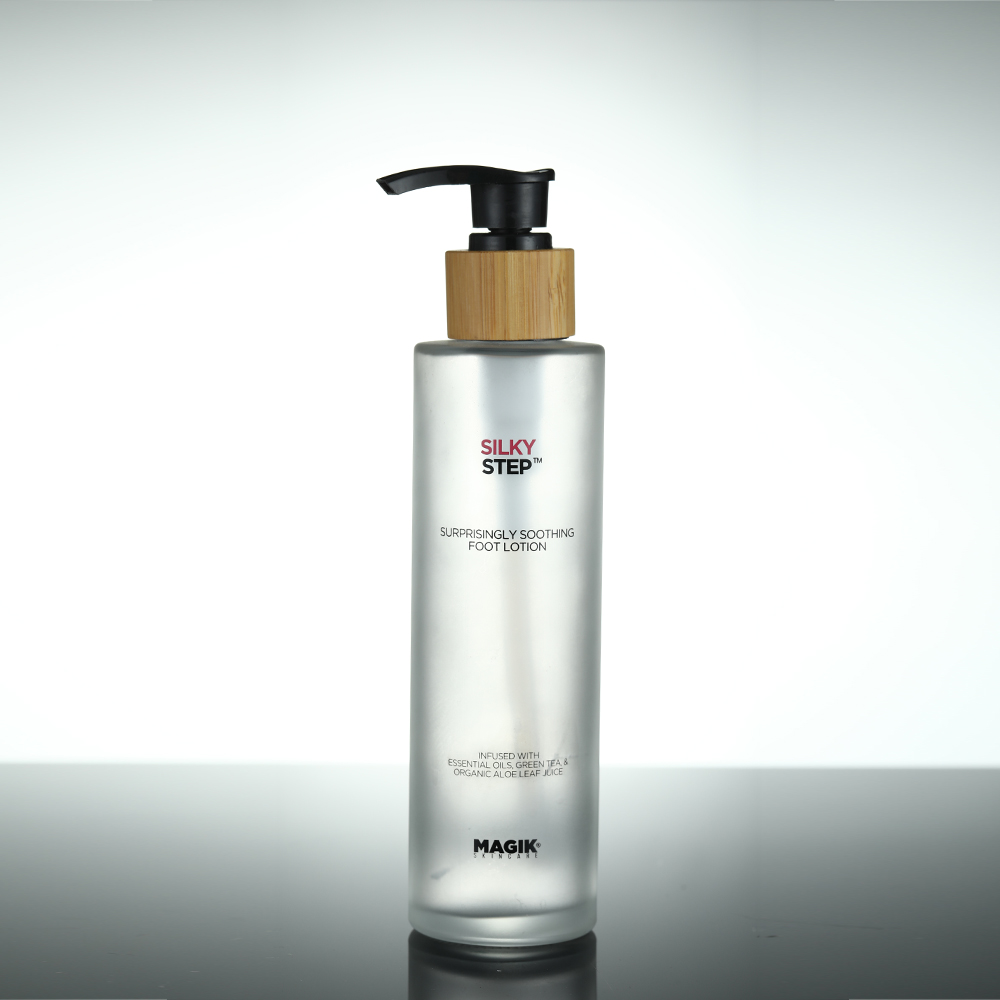silver aluminum pump skin care lotion cylinder flat 120ml 4 oz frosted glass bottle