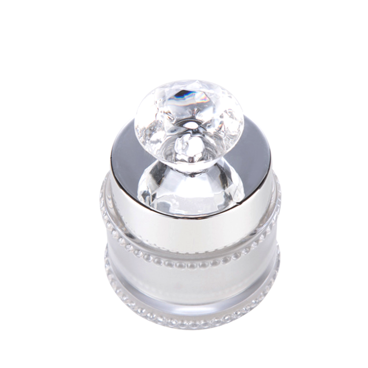 silver empty round 50g acrylic facial cream sleeping mask jar with crown lid