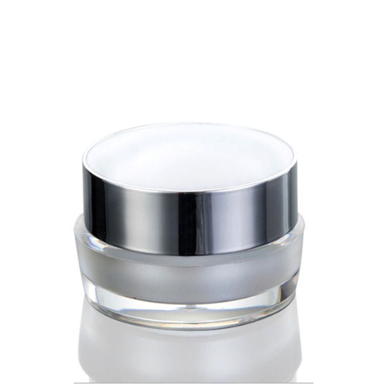 silver empty round 50g acrylic facial cream sleeping mask jar with crown lid