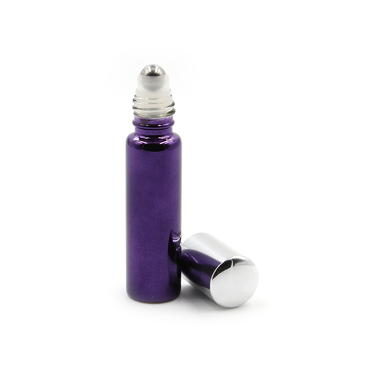 skin care 3ml 5ml 6ml 7ml 8ml 10ml pearl purple painting essential oil glass tube vial with silver aluminum cap