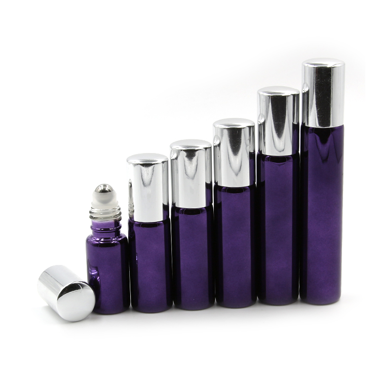 skin care 3ml 5ml 6ml 7ml 8ml 10ml pearl purple painting essential oil glass tube vial with silver aluminum cap