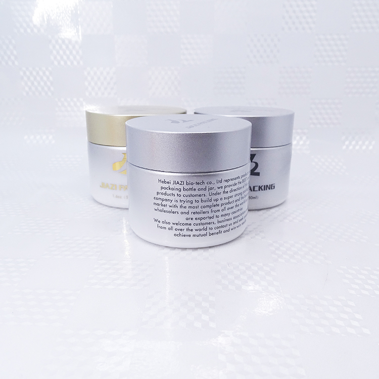 skin care 50ml  natural white cosmetic glass cream jar with silver lid opal white glass cosmetic jar