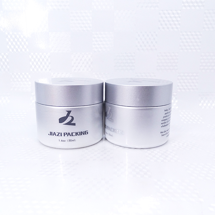 skin care 50ml natural white cosmetic glass cream jar with silver lid opal white glass cosmetic jar
