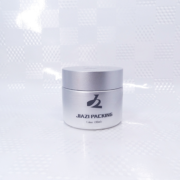 skin care 50ml natural white cosmetic glass cream jar with silver lid opal white glass cosmetic jar