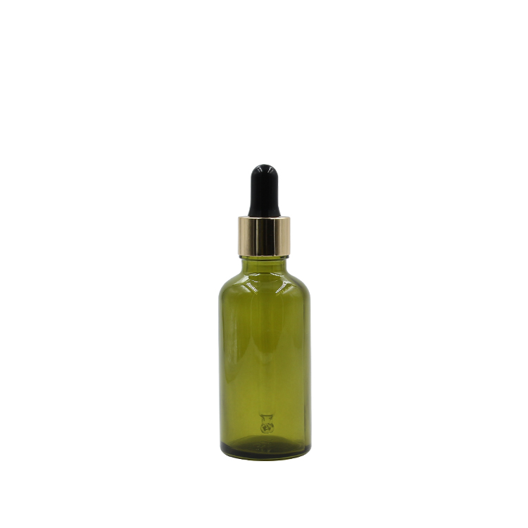 skin care 5ml 10ml 15ml 20ml 30ml 50ml 100ml Wholesale olive green essential oil glass bottle with golden dropper