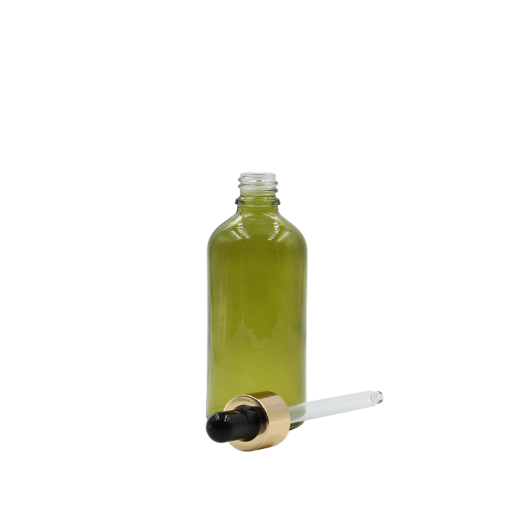 skin care 5ml 10ml 15ml 20ml 30ml 50ml 100ml Wholesale olive green essential oil glass bottle with golden dropper