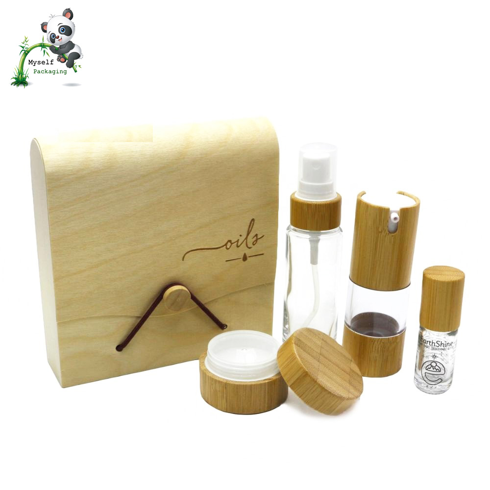 skin care bamboo airless pump bottle bamboo tube cosmetic container BP-086K