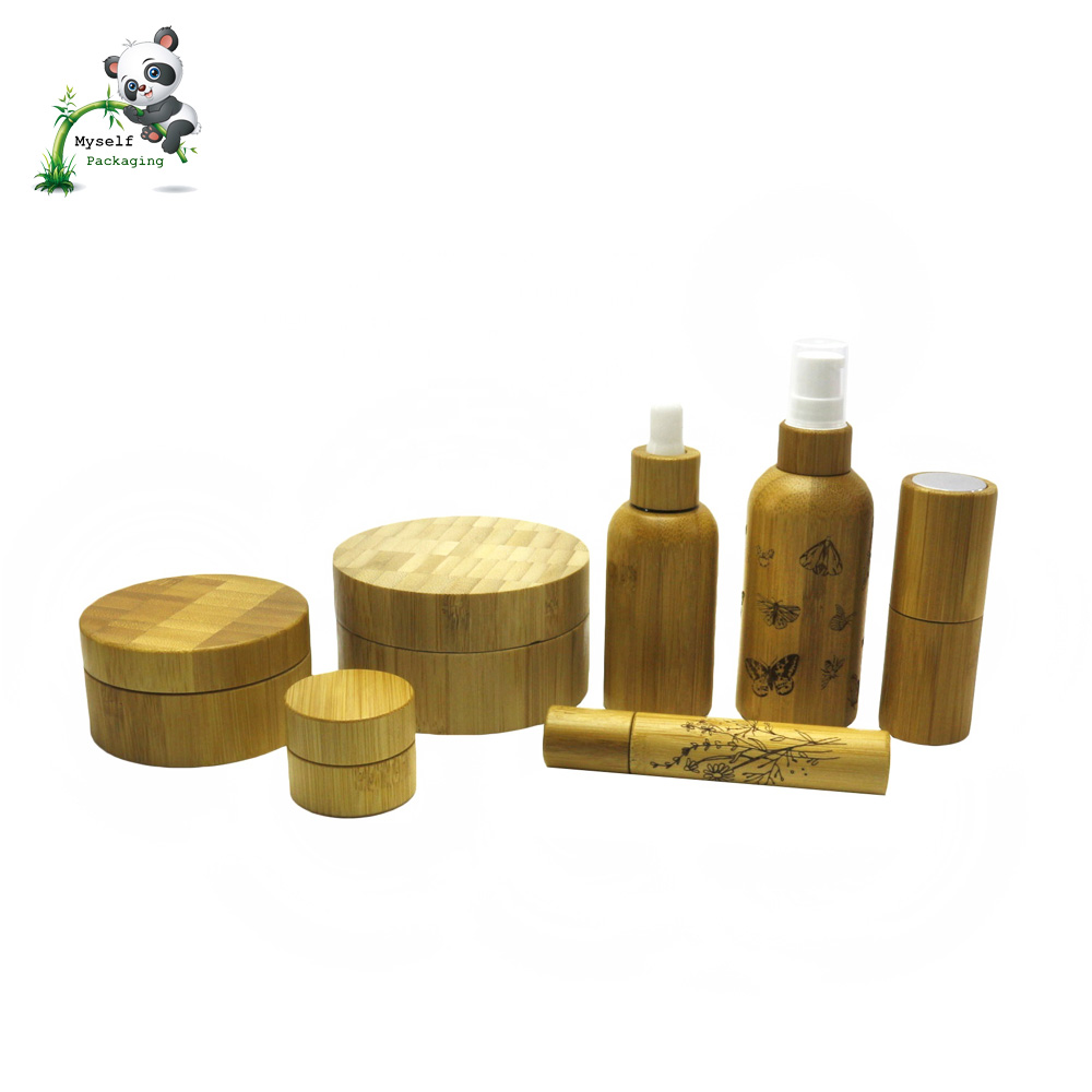 skin care bamboo airless pump bottle bamboo tube cosmetic container BP-086K