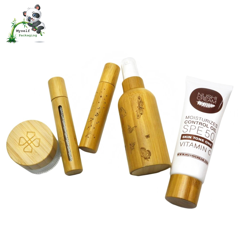 skin care bamboo airless pump bottle bamboo tube cosmetic container BP-086K