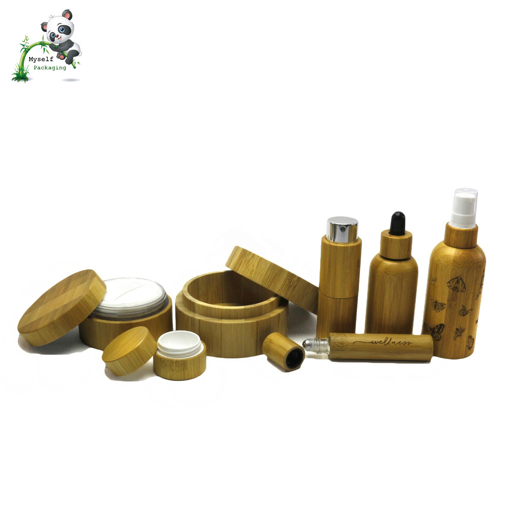 skin care bamboo airless pump bottle bamboo tube cosmetic container BP-086K